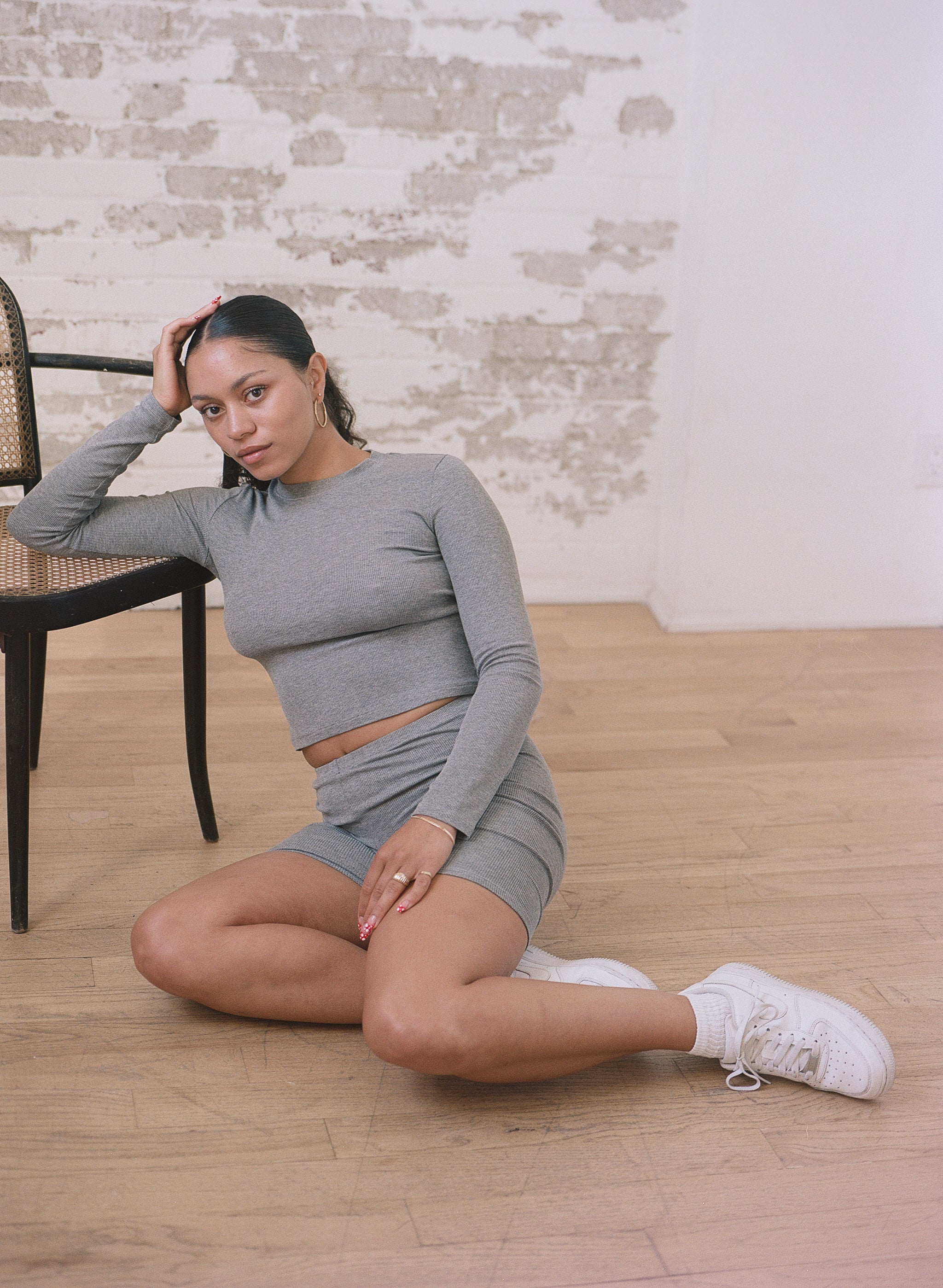 LUNA LONG SLEEVE TOP - Heather Grey