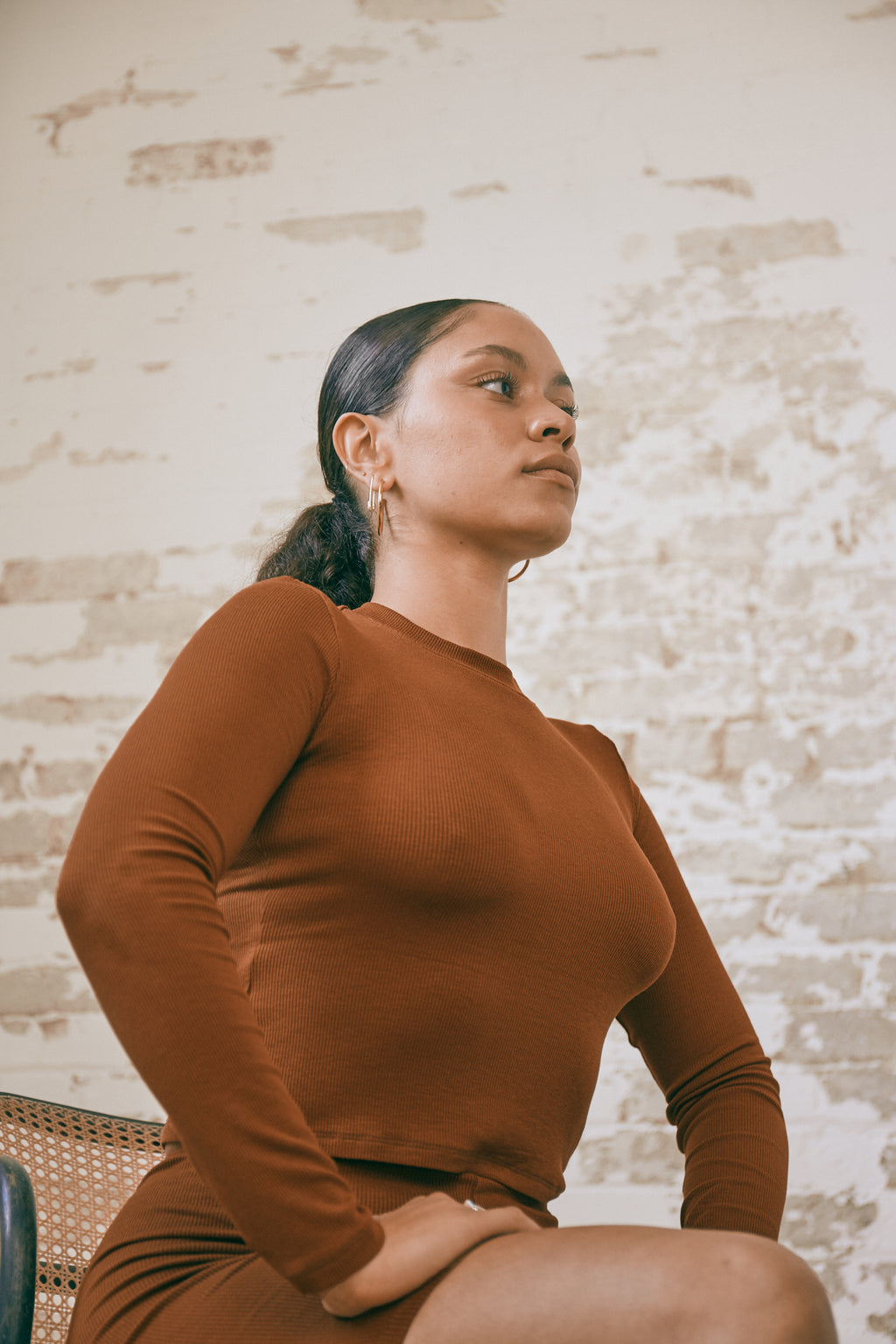 LUNA LONG SLEEVE TOP - Toffee