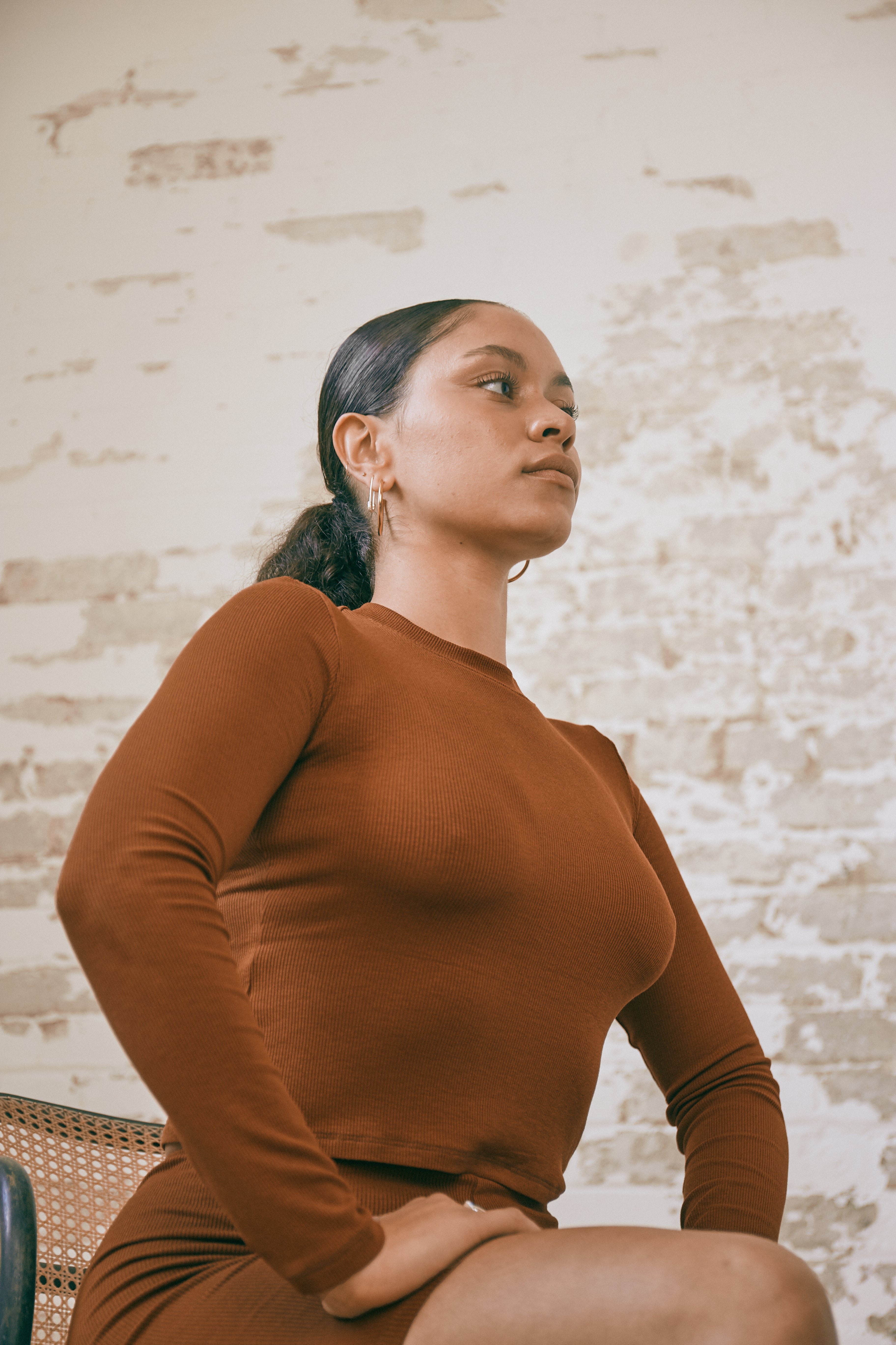 LUNA LONG SLEEVE TOP - Toffee